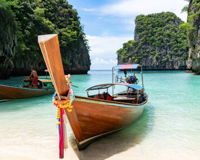 long-tail boat in phi phi islands