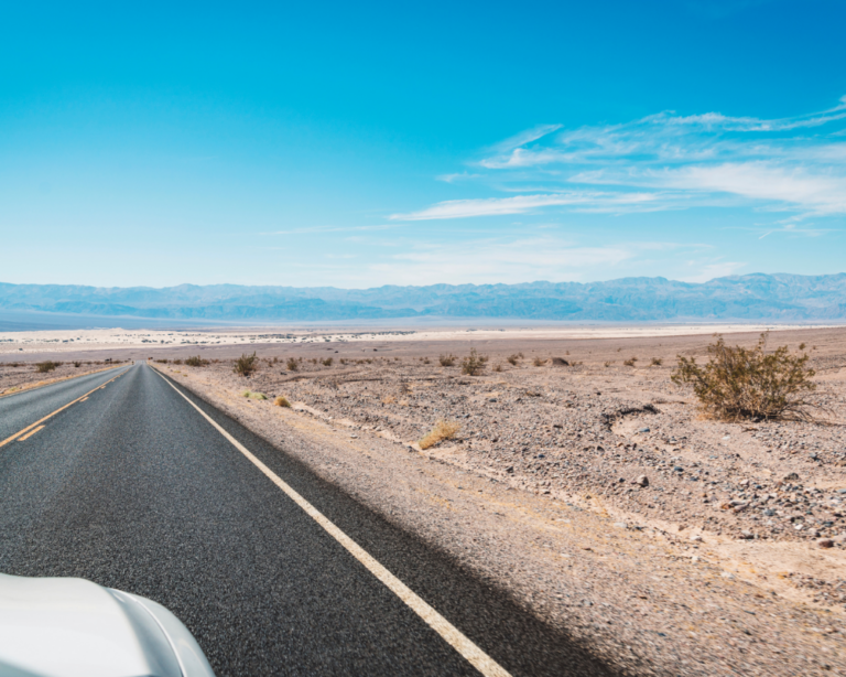 death valley road view from the car